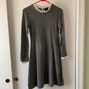 Tahari Wool Blend Ruffled Neckline Long Sleeve Knit Dress XS